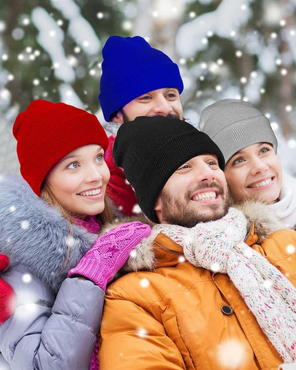 Jecery 50 Pack Winter Beanies Hats Bulk for Homeless Unisex Cold Weather Stretch Caps Warm Knitted Cuffed Hats for Women Men