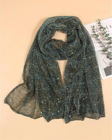 Floerns Women's Sequin Bandana Square Scarf Silk Scarves Mesh Shawl and Wrap for Evening Dresses