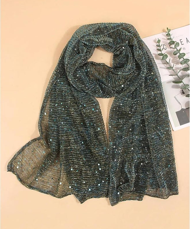 Floerns Women's Sequin Bandana Square Scarf Silk Scarves Mesh Shawl and Wrap for Evening Dresses