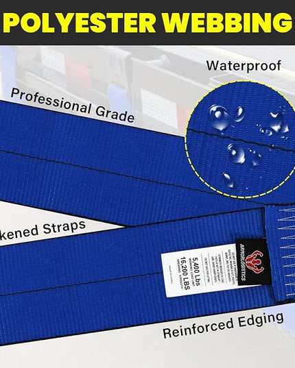 4'' x30' Winch Straps with Flat Hooks, Heavy Duty Trailer Winch Straps, 16,200 lbs Breaking Strength Flatbed Straps, 4in x 30ft Cargo Control for Flatbed Trailer, Truck, Utility Trailer(4 Pack)