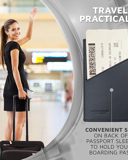 Alban RFID Passport Holder Women Men RFID Blocking Travel Passport Wallet Case Genuine Leather Passport Cover porta pasaporte