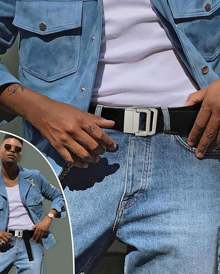 SANSTHS Canvas Belt with Double Ring Buckle, Fabric Web Belt for Women Men Double Ring for Outdoor & Casual Wear