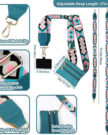 XANGNIER Clip and Go Strap for Phone with Wallet Crossbody, Phone Strap with Zippered Wallet, Adjustable Anti Theft Cellphone Lanyard for Women, Cellphone Chain Accessories,Multicolor 8