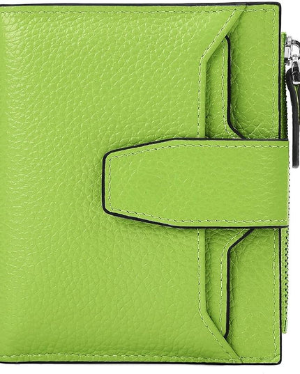 AINIMOER Women's RFID Blocking Leather Small Compact Bi-fold Zipper Pocket Wallet Card Case Purse with id Window