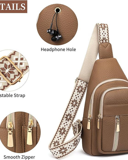 FALAN MULE Crossbody Bags for Women Trendy Leather Sling Chest Bag Fanny Packs for Women
