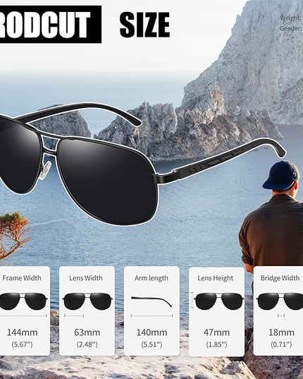 Joopin Polarized Metal Aviation Sunglasses Men, Classic Military Sun Glasses Women, Rectangle Shades UV400 Protection Costume