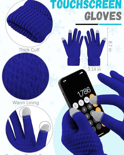 Winter Beanie Hat Scarf Gloves, Warm Fleece Knit Hats Touch Screen Gloves Neck Scarf Set Winter Gifts for Unisex Adult
