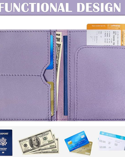 COSHAYSOO Purple Passport Cover and Initial Luggage Tag Set for Women Passport Holder International European Travel Must Have Accessories Letter V