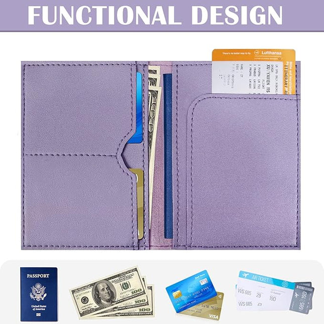 COSHAYSOO Purple Initial Passport Cover Holder and Luggage Tag Set TSA Approved with Chenille Letter Patch for Women Teenage Girls, Fashion Travel Bag Backpacks Suitcase Identifier Markers (G)