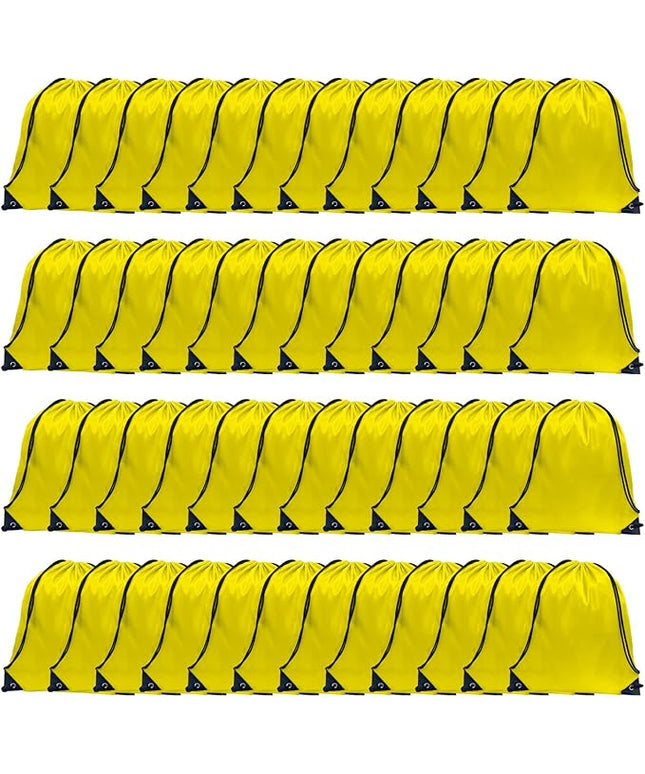 GoodtoU Drawstring Bags, Nylon Backpacks - Drawstring Gym Bags for Sport, Traveling, Team (Yellow, 48Pcs)