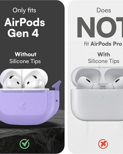 Keybudz for AirPods 4 Case with Lock - Fully Waterproof AirPods 4th Generation Case Cover - Keychain, Rugged Tough Protection, Hard Shell and Carabiner (Wild Lavender)