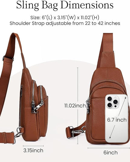 befen Genuine Leather Small Sling Bag for Women Anti-Theft Crossbody Chest Bags Fanny Packs for Travel with RFID Card Slots