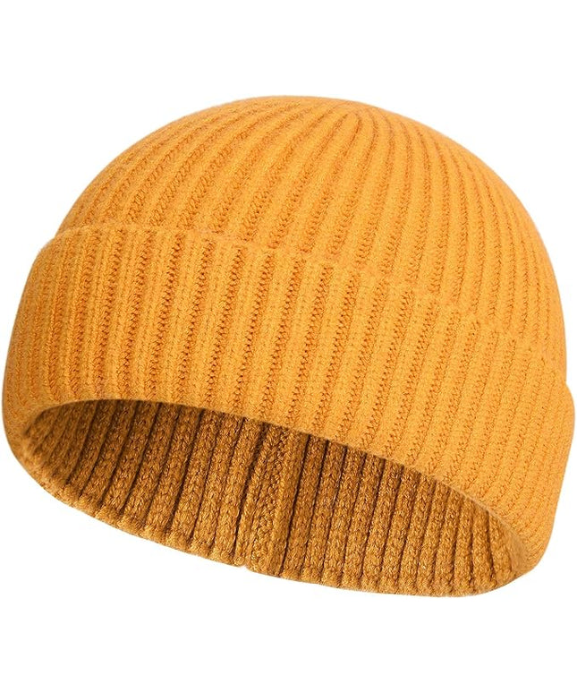 ROYBENS Swag Wool Knit Cuff Short Fisherman Beanie for Men Women, Winter Warm Hats
