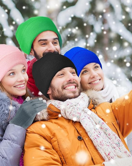 48 Pcs Bulk Winter Knit Beanies Gloves Men Women Warm Beanie Touchscreen Gloves Set Cozy Winter Accessories