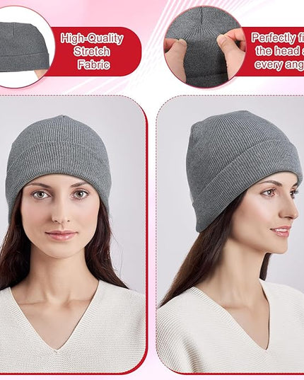 Winter Beanie Hats Bulk for Women Men Cozy Knitted Cuffed Skull Cap Soft Ski Hat for Homeless Gift Donation
