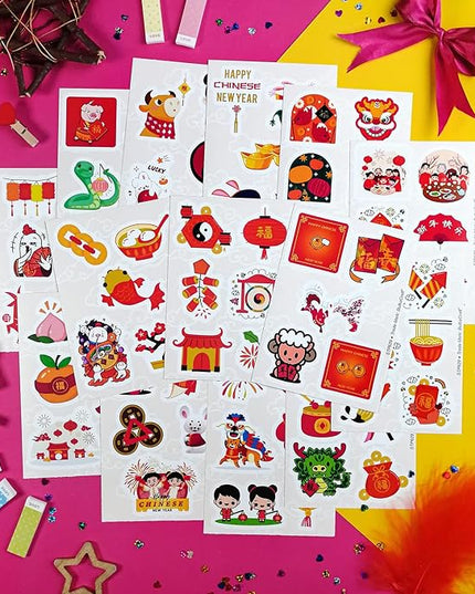 BulbaCraft 100Pcs Lunar New Year Stickers Laptop Decals, Gifts for Women & Men