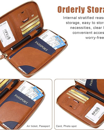 Multi-Function RFID Travel Passport Wallet with Phone Pocket - Ultimate Passport Holder for Women & Men | Holds Phones, Passports, Cash, Cards & Boarding Passes (Black)