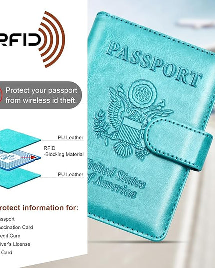 Herain Passport Holder for Travel Cruise Essentials, 2 Pcs Passport Cover Wallet Case Travel Gifts Women Men Family, RFID Passports Book Card Holders Travels Accessories Must Haves