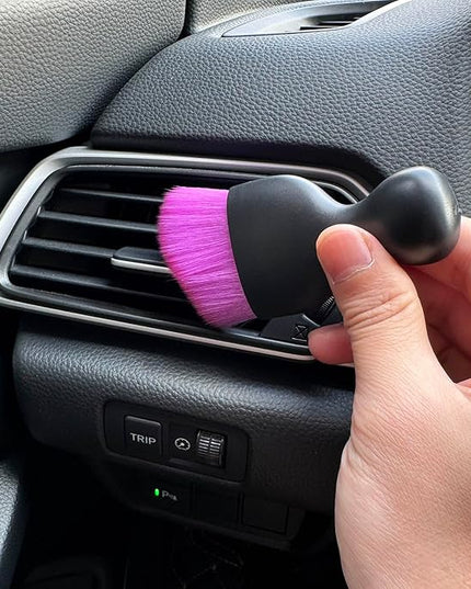 Car Detailing Brush, Soft Bristle Cleaning Brush, Scratch-Free Auto Duster Tool for Dashboard, Air Vents, Leather & Interior Cleaning (Black&Purple&Rose)