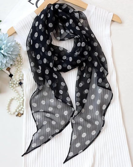 JERLA Women 100% Mulberry silk Scarf Long Large Lightweight Scarves Fashion Women Soft polka dot Print Neckerchief