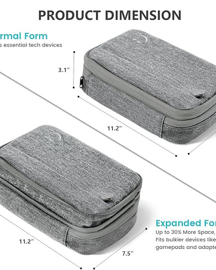 Travelkin Large Cord Organizer Travel, Electronic Organizer Travel Case, Expandable Cable Organizer Bag For Cords, Chargers Phone, Usbs, Tablet (Up to 10"), SD Card (Grey)