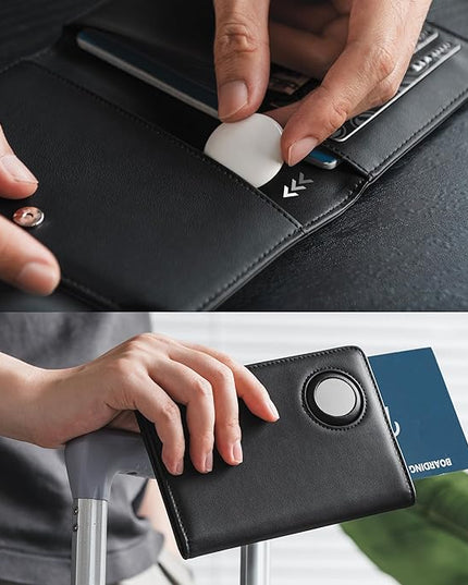 VULKIT Passport Holder with Airtag Slot, Premium Nappa Leather, RFID Blocking Airtag Passport Wallet