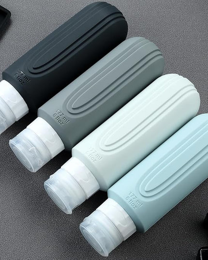 Travel Bottles for Toiletries, Large 6oz Oversize Containers, BPA Free Leak Proof Tubs Refillable Liquid Traveler Accessories with Toiletry Bag for Cometic Shampoo and Lotion Soap (4 Pack)