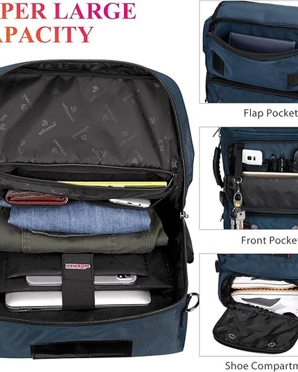 WITZMAN Carry on Travel Backpack for Men Women Airline Approved Convertible Nylon Duffle Backpack Luggage Bag (B682 blue)