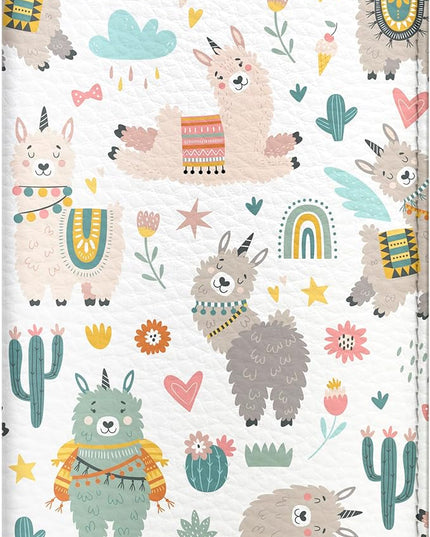 Passport Cover for Kids, Women and Men, Cute Travel Passport Holder (Cactus Lama Pattern)