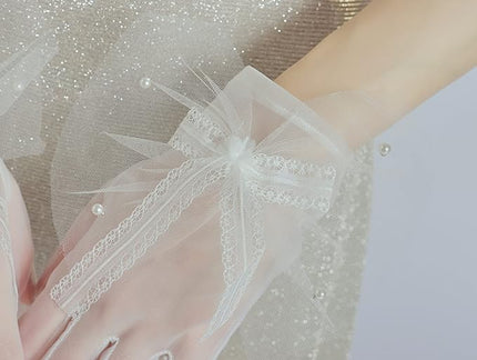 Sahabowi Satin Gloves Formal Bridal Banquet Party Wedding Opera Solid Colorful Mitten For Women