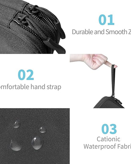 Electronics Organizer Travel Case,Electronic Accessories Storage Bag,Portable Waterproof Cable Organizer Bag,Travel Cord Organizer Bag for Small Charging Cord Storage,Cables,SD Card-Black