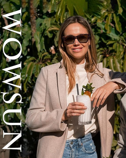WOWSUN Narrow Small Vintage Polarized Cat Eye Sunglasses for Women