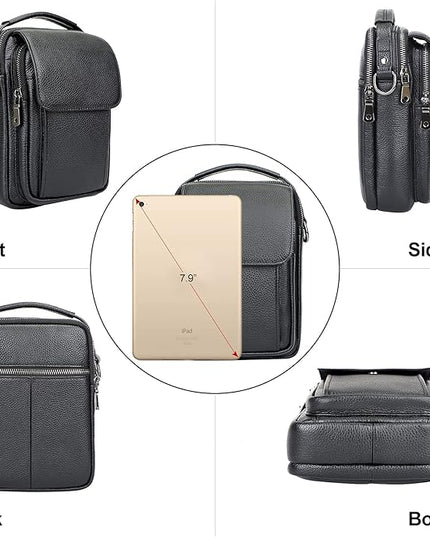 Augus Leather Small Messenger Bag For Men Crossbody Handbag Shoulder Sling Travel Bags for Men Purse Daypack Magnetic Buckle
