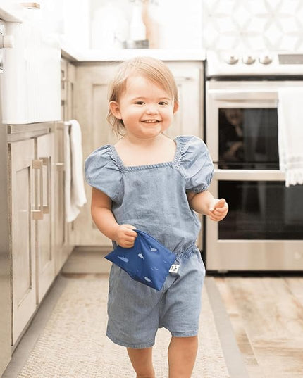Tiny Twinkle Reusable Snack Bags for Kids – 3 Pack Snack Pouches & Sandwich Bag for Toddlers – Machine Washable, Mess-Proof for Lunch & Travel (Ocean)