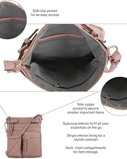 SG SUGU Katie Lightweight Medium Crossbody Bag Shoulder Bag with Multi Pocket for Women