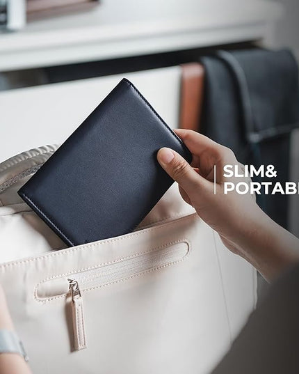 VULKIT Passport Holder with Airtag Slot, Premium Nappa Leather, RFID Blocking Airtag Passport Wallet