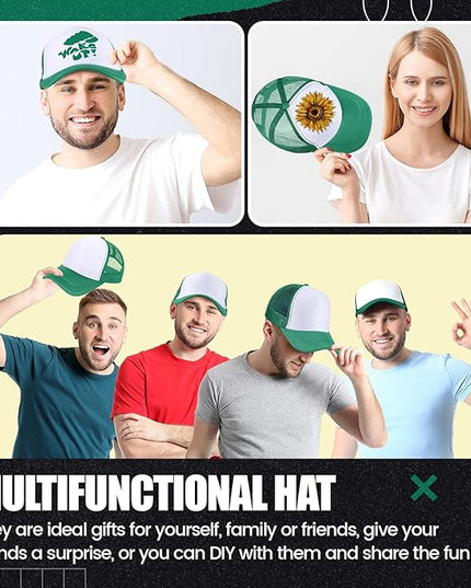 10 Pcs Sublimation Blank Trucker Hats Bulk Mesh Baseball Cap Polyester Mesh Trucker Hat for Men and Women