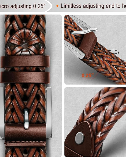 BULLIANT Mens Belts,Leather Woven Braided Belts for Gift Men Casual Jeans Golf