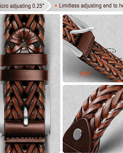 BULLIANT Mens Belts,Leather Woven Braided Belts for Gift Men Casual Jeans Golf