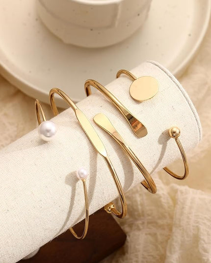ÌF ME Gold Bangle Bracelets for Women, Indian Bangles Stackable Set, Multi Layer Textured 14K Gold Plated Chunky Bracelets Boho Jewelrys Set