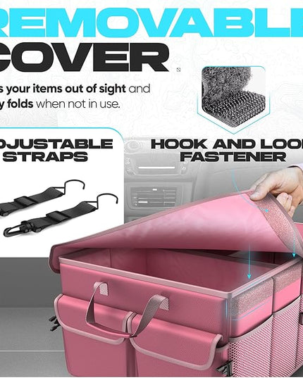 FORTEM Trunk Organizer For SUV Car Trunk Organizer, Foldable Storage, Car Accessories for Women Men, Collapsible Bag, Perfect Christmas Gifts, 600D Oxford, Non Slip Bottom, Straps, Soft Cover (50L)