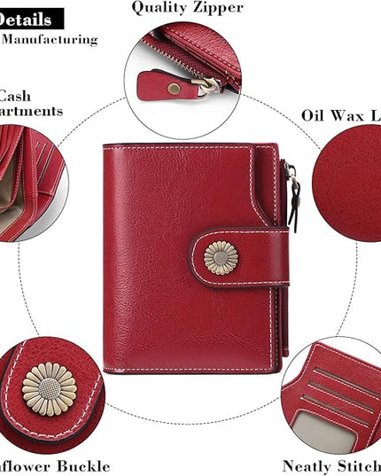 FALAN MULE Small Wallet for Women Leather Bifold Compact Small Womens Wallet with RFID Blocking