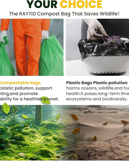 55-60 Gallon Compostable Trash Bags Liners, Heavy Duty Extra Thick 1.57 Mil, 208.2 Liter, 15 Bags, Lawn, Yard, and Restaurant Use, ASTM D6400, US BPI, OK Compost Home Certified