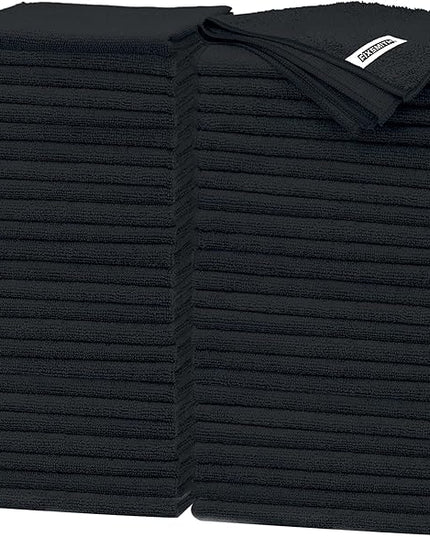 FIXSMITH Black Microfiber Cleaning Cloth -Pack of 50, Highly Absorbent Cleaning Rags, 16"X12" All Purpose Cleaning Towels for Housekeeping, Kitchen, Car, Lint Free and Reusable Microfiber Towels