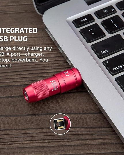 OLIGHT IMINI 2 EDC Rechargeable Keychain Flashlight, 50 Lumens Compact and Portable Mini LED Keyring Lights with Built-in Battery Ideal for Everyday Carry and Emergencies (Passionate Red)