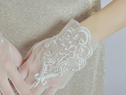 Sahabowi Satin Gloves Formal Bridal Banquet Party Wedding Opera Solid Colorful Mitten For Women