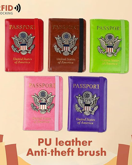 Passport Holder Cover Travel Wallet RFID Blocking Wallets Family Passport Organization Personalized Wallet Case for Men and Women Travel Must Haves (Red)