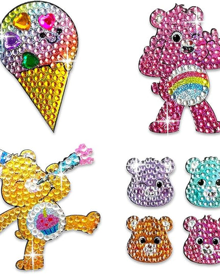 StickerBeans® Rhinestone Stickers - Care Bear II Collection 4-Pack, 2” x 2” Each, Unique Sparkly Cut-to-Shape for Collecting, Trading, Decorating Laptops, Scrapbooks for Kids, Teens, &n Adults