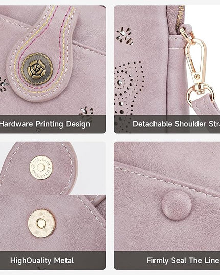 Small Crossbody Bags for Women, Lightweight Mini Cute Cell Phone Purse for Women with Tassel Shining Butterfly