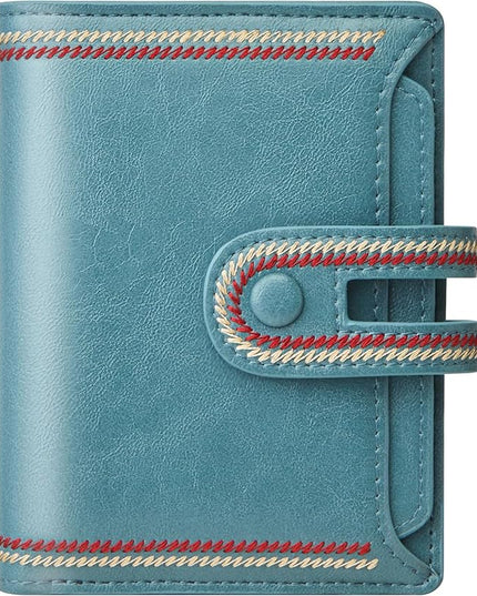 TFKGS Small Wallet for Women Vegan Leather RFID Blocking Bifold Compact Credit Card Holder with Zipper Coin Pocket Blue